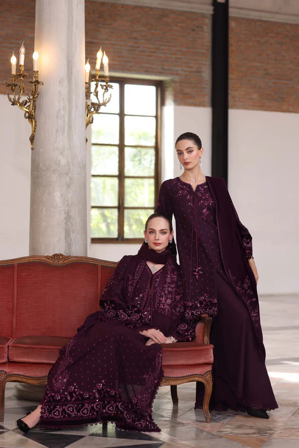 Noor Winter Pashmina Shawls'25 | Saadi Aasad || Damson - Image 2