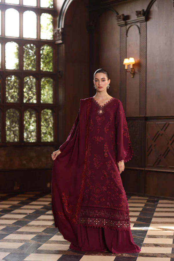 Noor Winter Pashmina Shawls'25 | Saadi Aasad || Royal Claret - Image 5