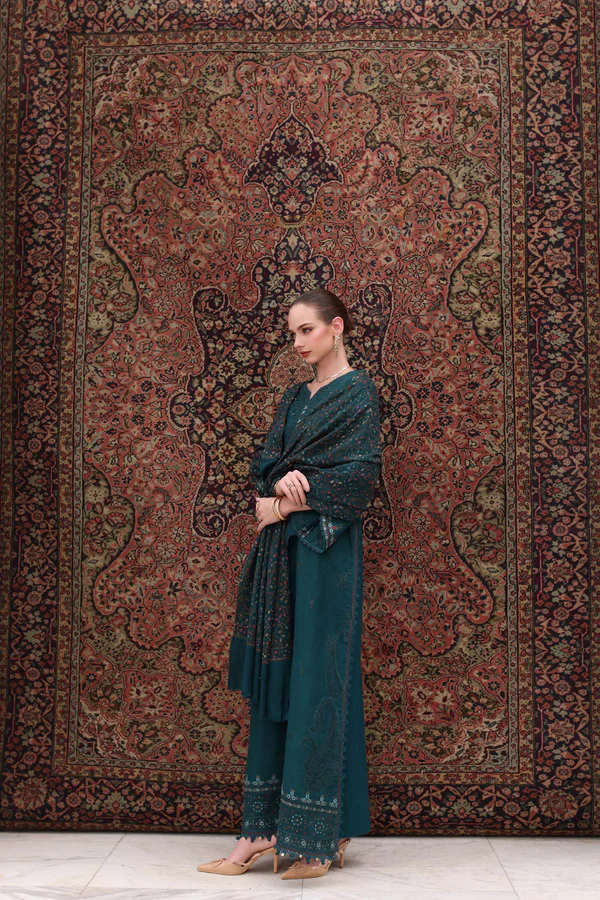 Noor Winter Pashmina Shawls'25 | Saadi Aasad || Teal Empress - Image 7