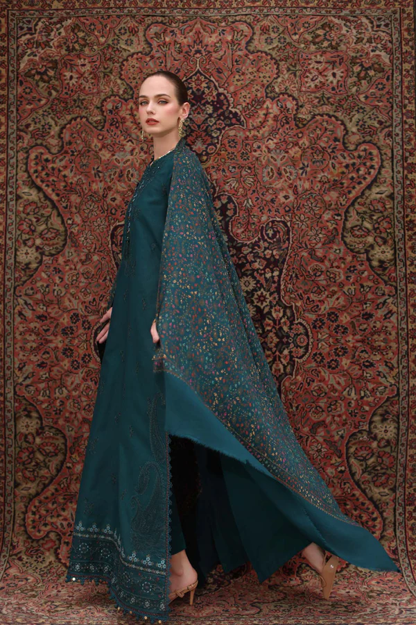 Noor Winter Pashmina Shawls'25 | Saadi Aasad || Teal Empress - Image 6