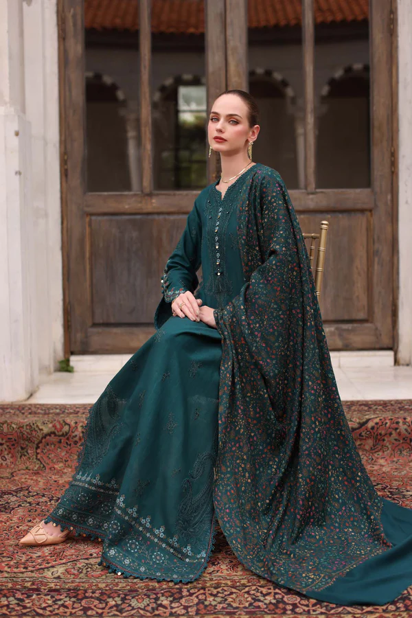 Noor Winter Pashmina Shawls'25 | Saadi Aasad || Teal Empress - Image 5
