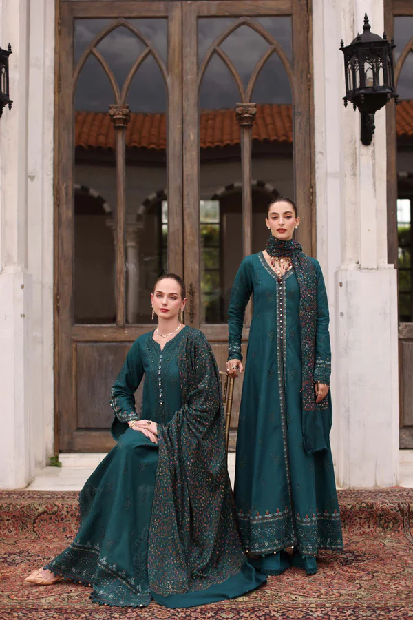 Noor Winter Pashmina Shawls'25 | Saadi Aasad || Teal Empress - Image 4