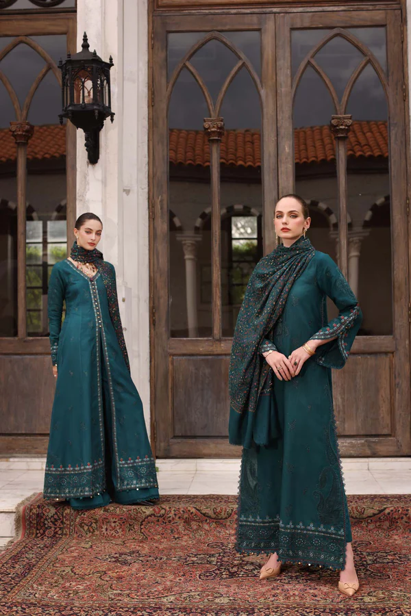 Noor Winter Pashmina Shawls'25 | Saadi Aasad || Teal Empress - Image 3