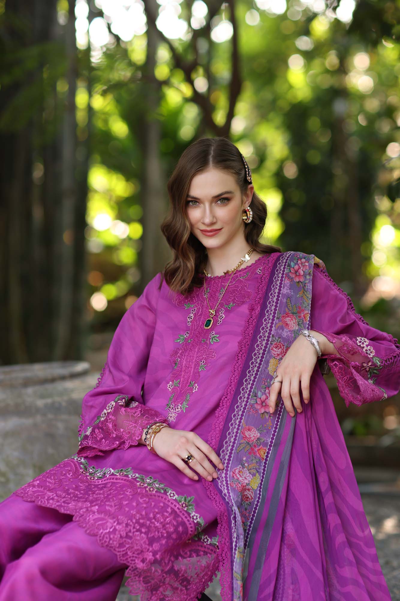 Noor Eid Luxe Printedkari '25 by Saadia Aasad | D1-A - Image 4