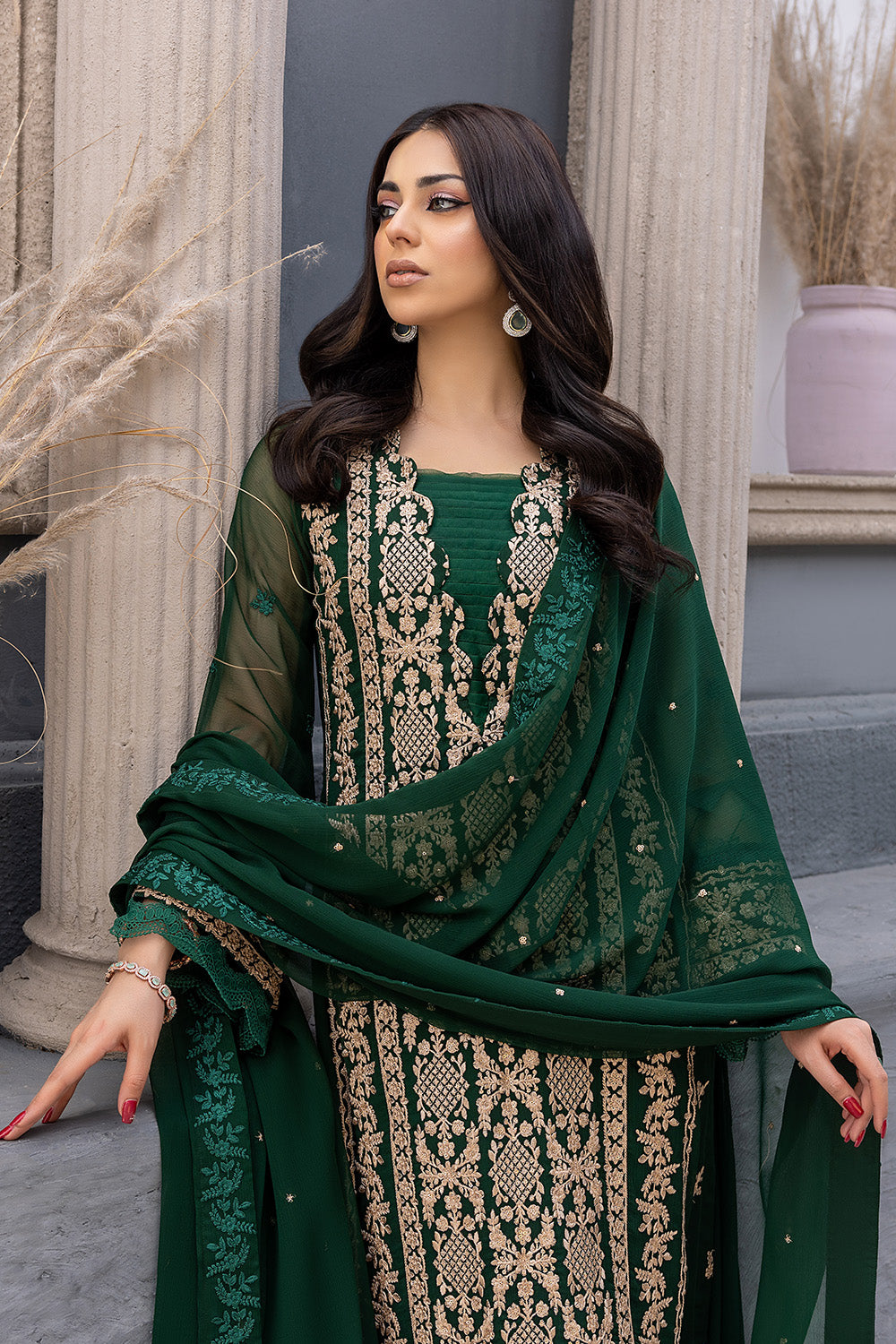 Azure Ensembles Embroidered Chiffon | AQUAMARINE (GZ-209) - Image 2