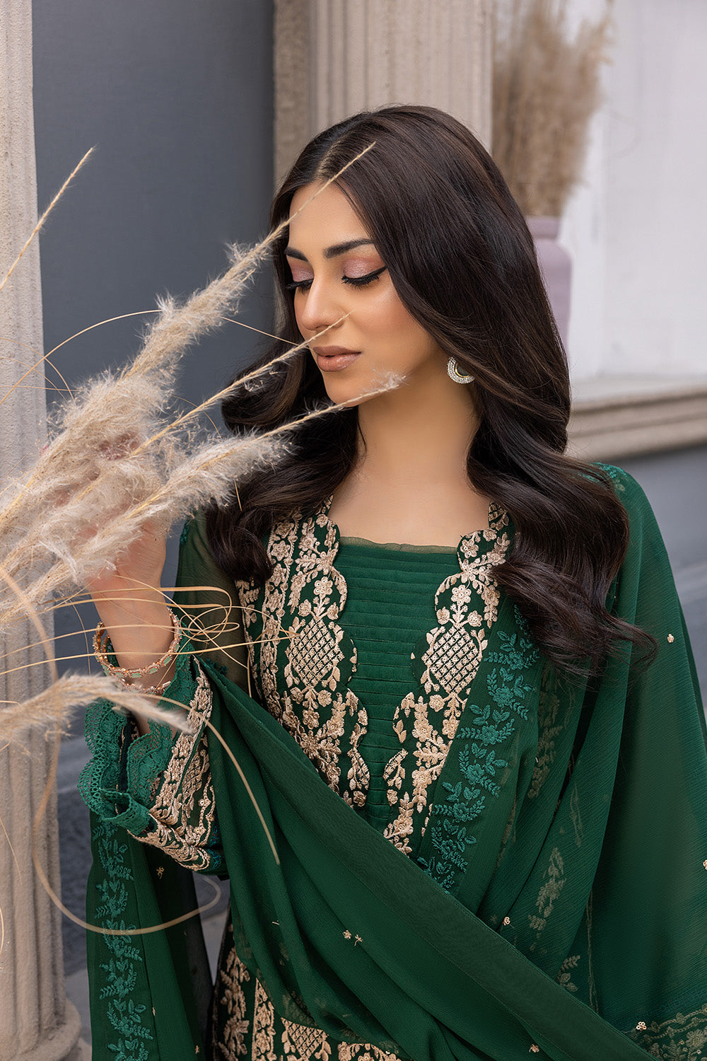 Azure Ensembles Embroidered Chiffon | AQUAMARINE (GZ-209) - Image 6
