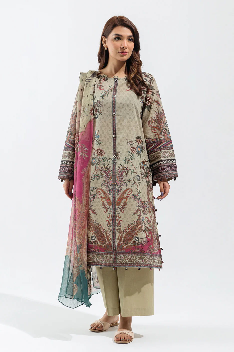 Beechtree - Lawn Suit - Paisaly Tan BT3S23U33-BEIGE-2000000228925 (GZ-467)