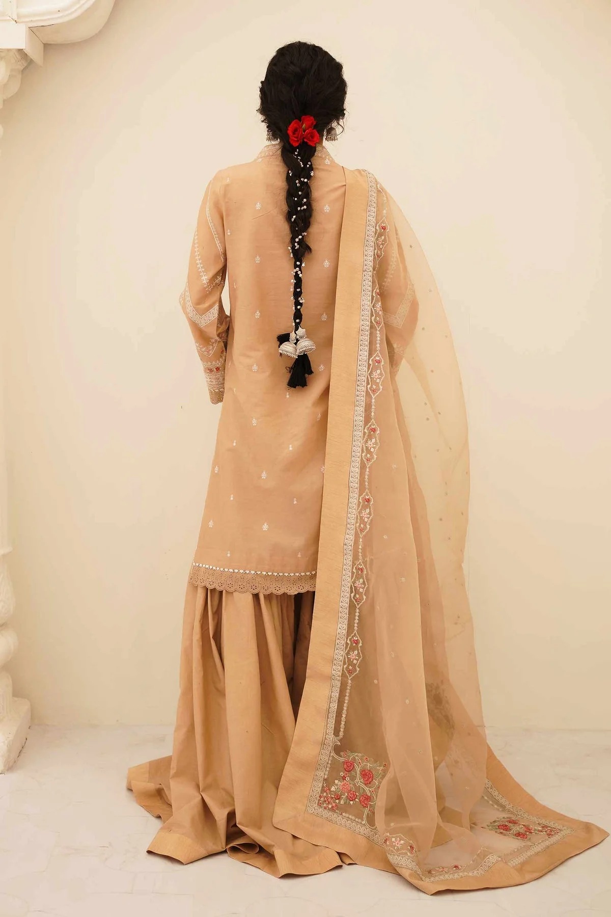 Zara Shahjahan Luxury Lawn - Beige Sharara (GZ-458) - Image 2