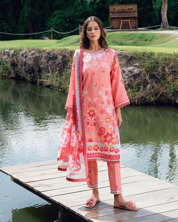 Roheenaz Garden veil Printed Lawn - Berry Glint