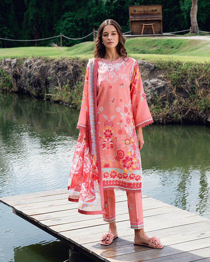 Roheenaz Garden veil Printed Lawn - Berry Glint
