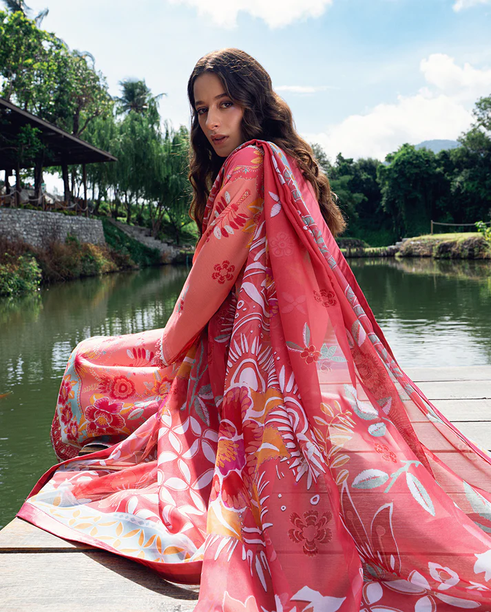 Roheenaz Garden veil Printed Lawn - Berry Glint - Image 4