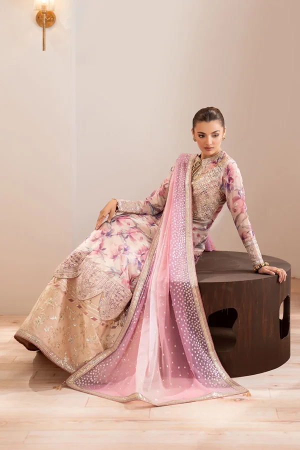 Alternative view of Alizeh Fleur Embroidered Printed Chiffon || AF-CH-2193-Dina