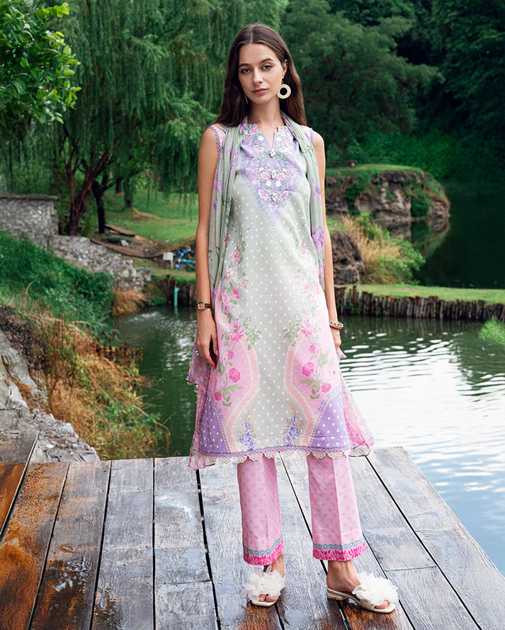 Roheenaz Garden veil Printed Lawn - Tulip Sugar - Image 3