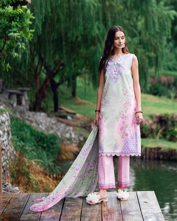 Roheenaz Garden veil Printed Lawn - Tulip Sugar