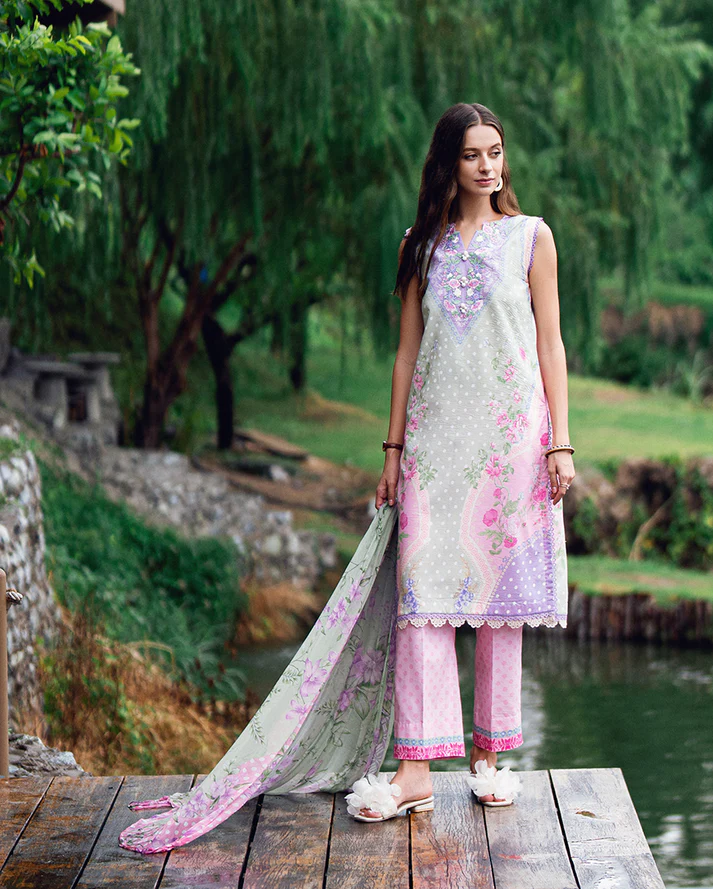 Roheenaz Garden veil Printed Lawn - Tulip Sugar