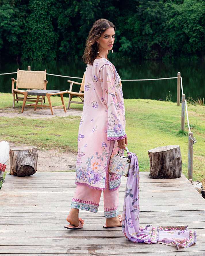 Roheenaz Garden veil Printed Lawn - Lilac Dust - Image 5