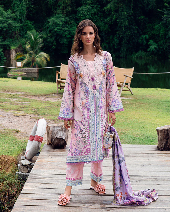 Roheenaz Garden veil Printed Lawn - Lilac Dust - Image 4