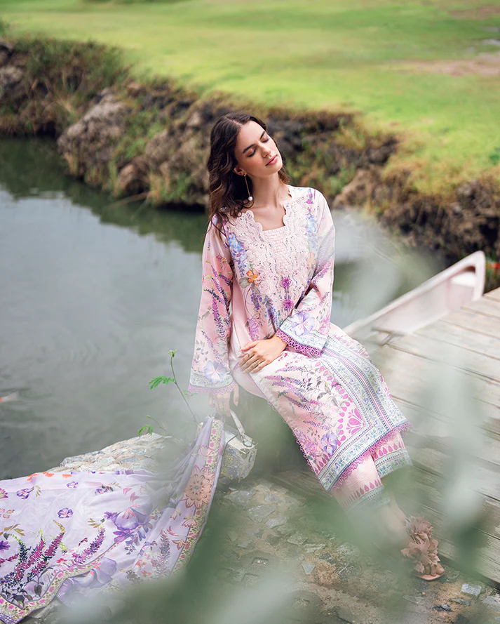 Roheenaz Garden veil Printed Lawn - Lilac Dust - Image 3