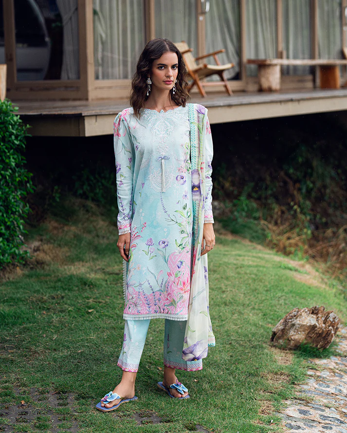 Roheenaz Garden veil Printed Lawn - Twilight Fizz