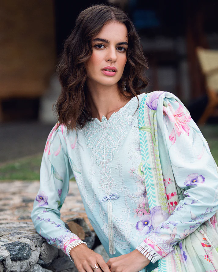 Roheenaz Garden veil Printed Lawn - Twilight Fizz - Image 2