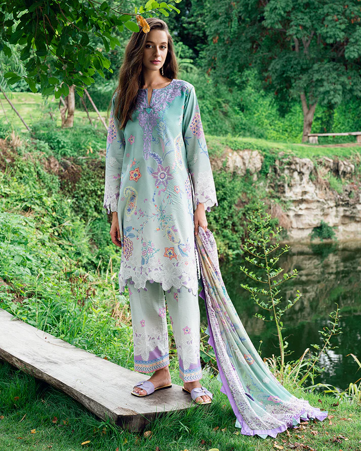 Roheenaz Garden veil Printed Lawn - Jazmine Haze.