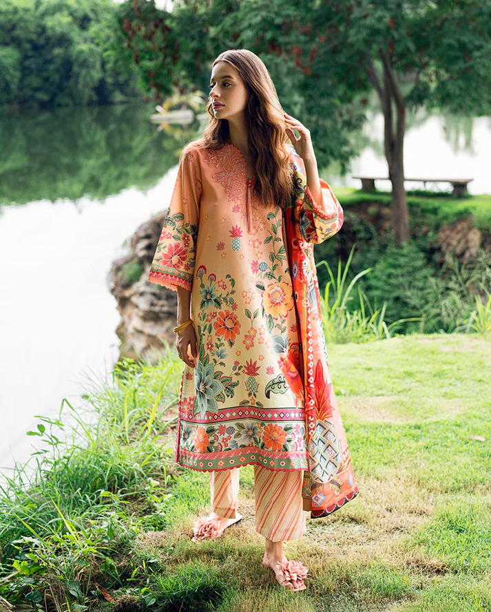 Roheenaz Garden veil Printed Lawn - Petal Glaze