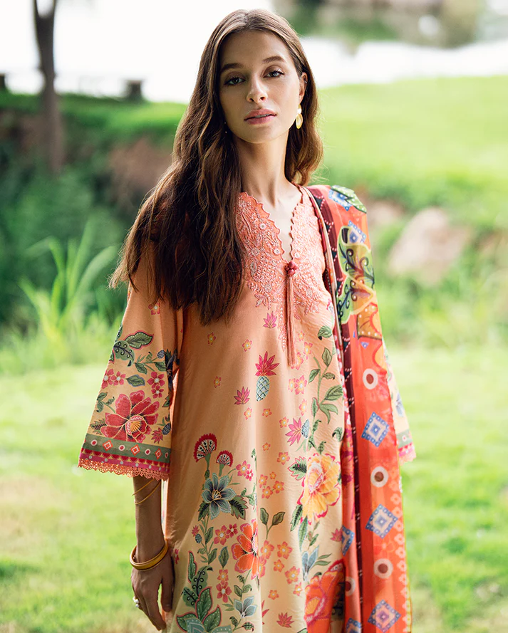Roheenaz Garden veil Printed Lawn - Petal Glaze - Image 4