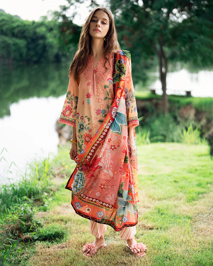 Roheenaz Garden veil Printed Lawn - Petal Glaze - Image 6