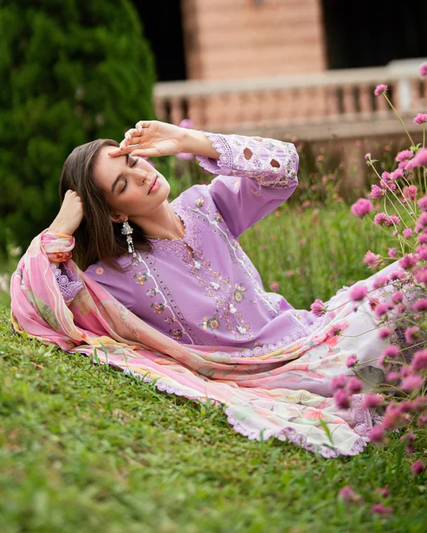 Alternative view of Roheenaz Summer Reverie Luxury Lawn -Wisteria