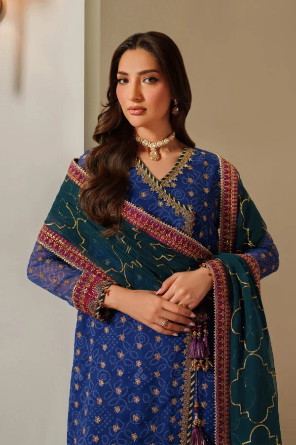 Alternative view of Alizeh Fleur Embroidered Printed Chiffon || AF-CH-2198-Rahsa