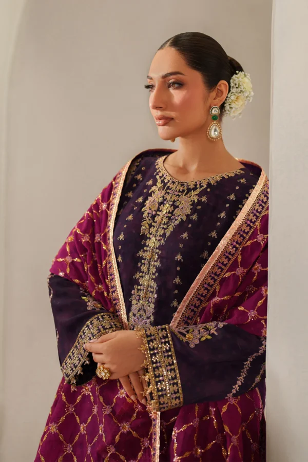 Alternative view of Alizeh Fleur Embroidered Printed Chiffon || AF-CH-2196-Reya