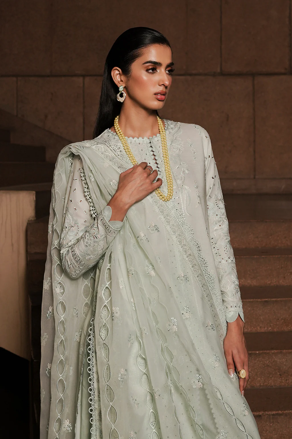 Chikankari Lawn '24 by Afrozeh | Celadon - Image 3