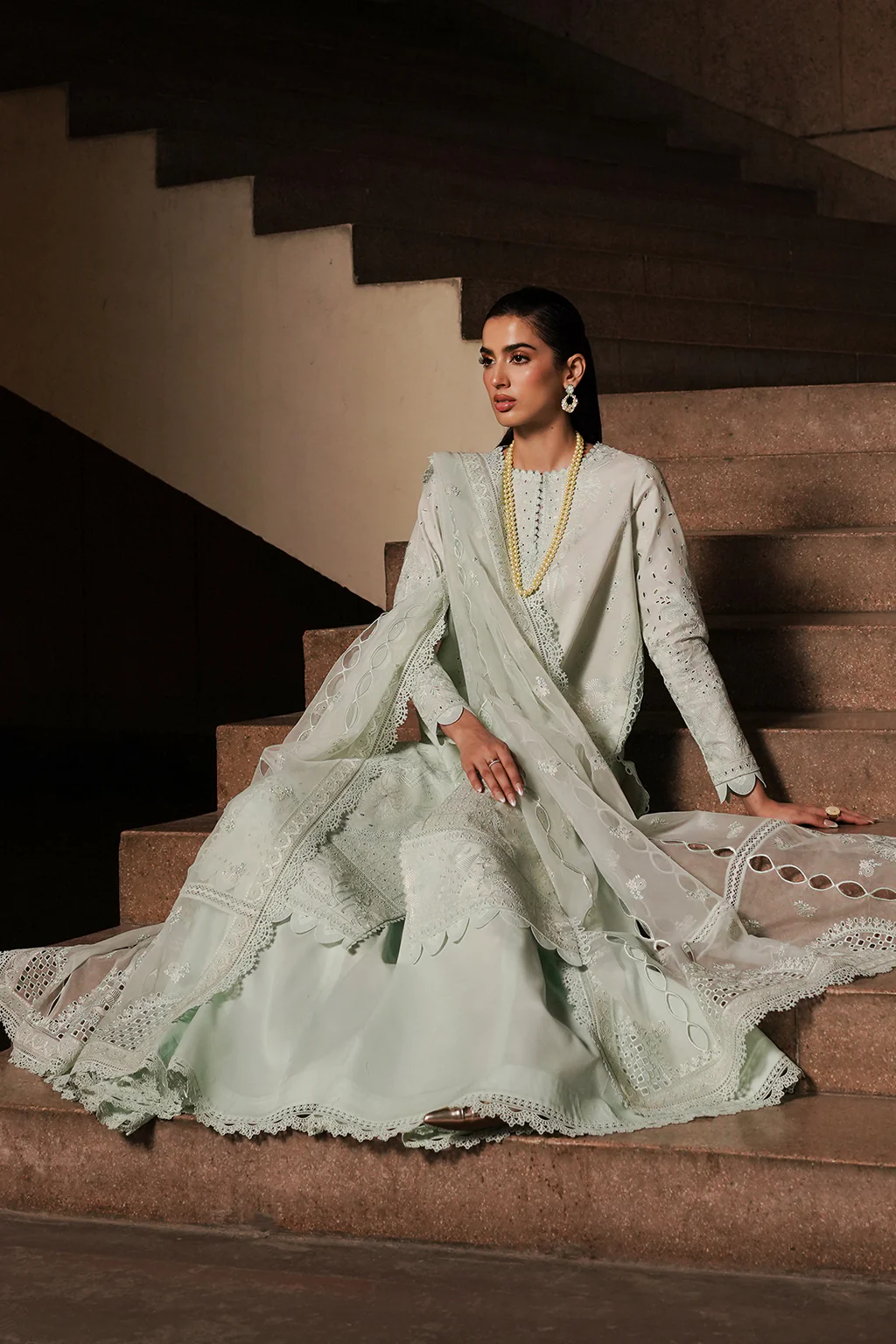 Chikankari Lawn '24 by Afrozeh | Celadon - Image 5