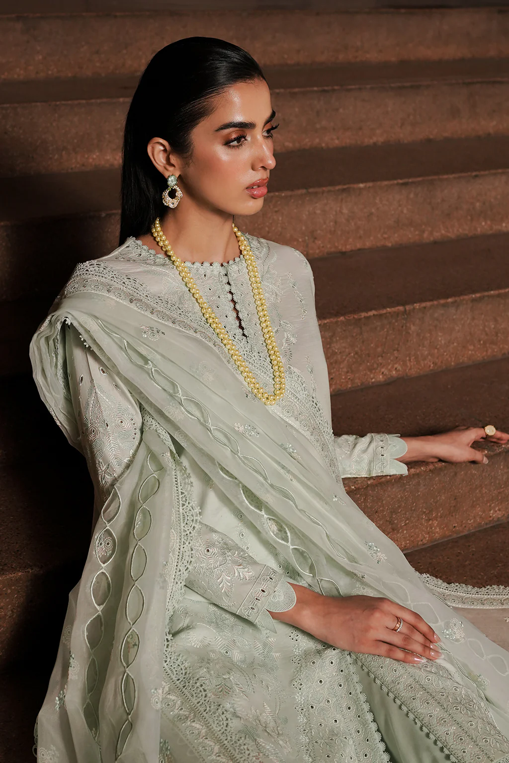 Chikankari Lawn '24 by Afrozeh | Celadon - Image 2