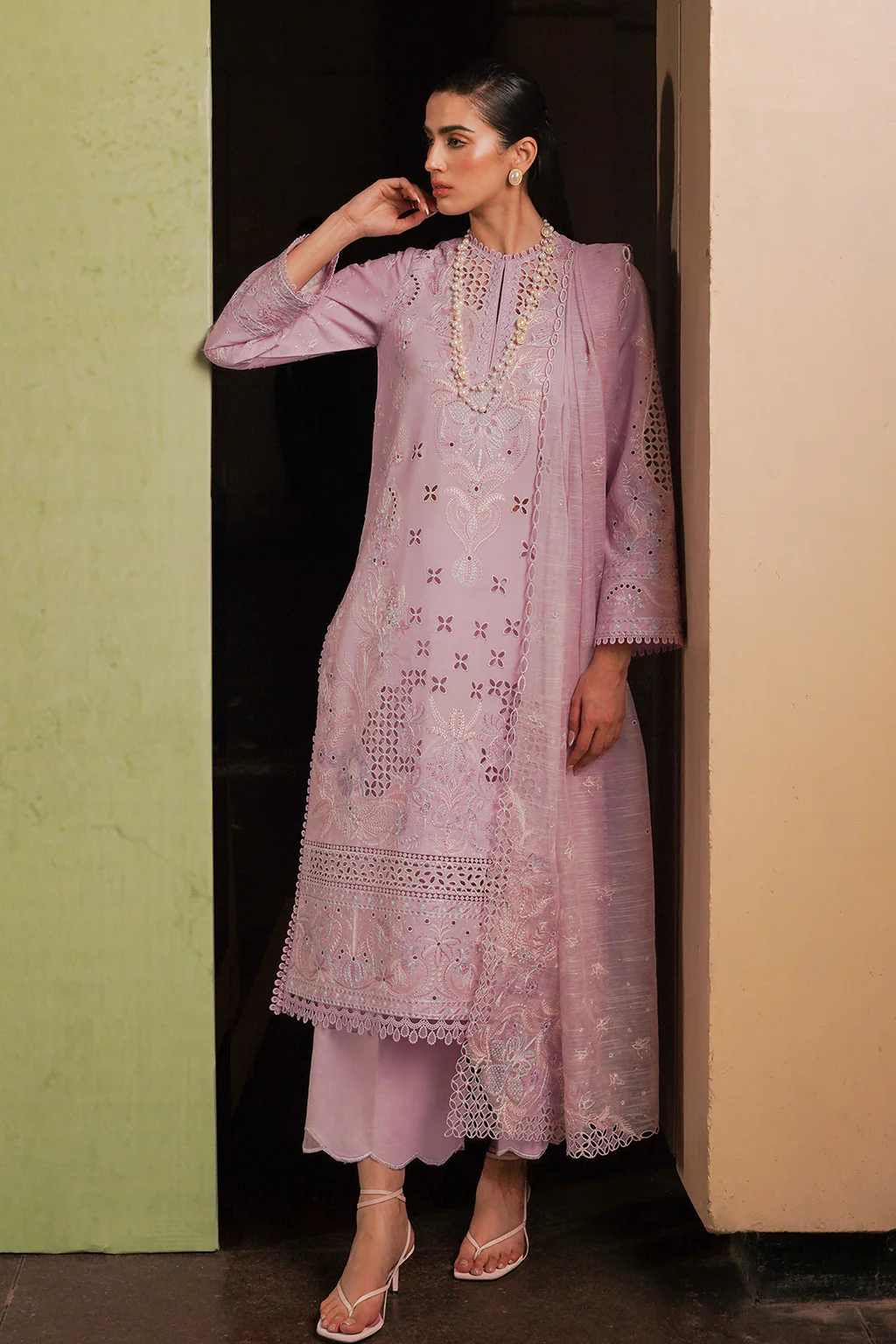 Chikankari Lawn '24 by Afrozeh | Thistle - Image 3