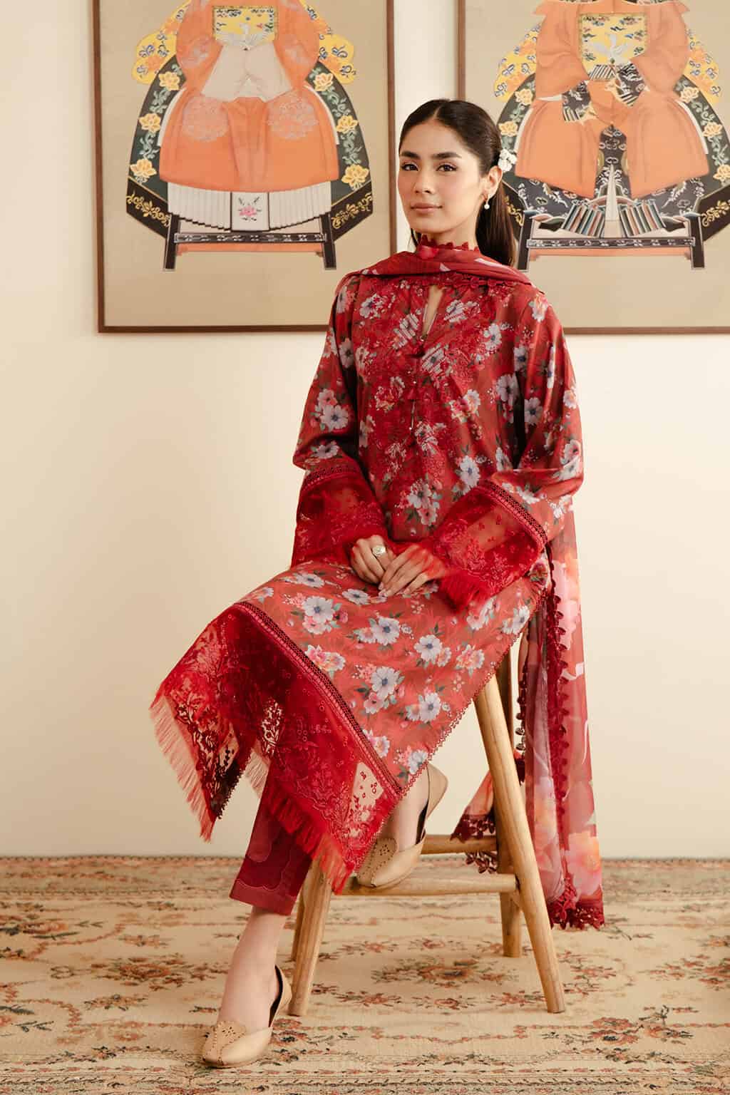 Afrozeh Malina Lawn 2024 | Karis - Image 3