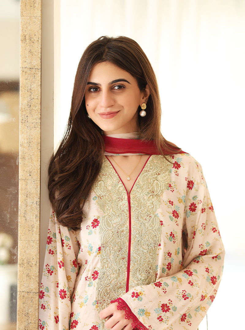 Rangeen Luxury Printed Raw Silk Suit | Tropical Shine - Image 3