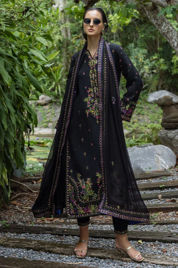 Mushq Nuvera Unstitched Raw Silk || Onyxa