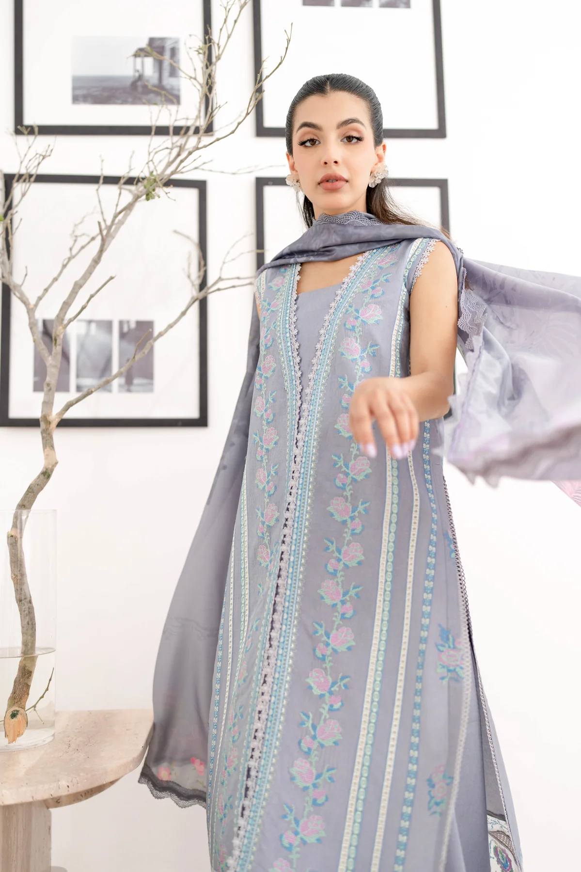Zaib Festive Lawn | NEL-24615 - Image 2