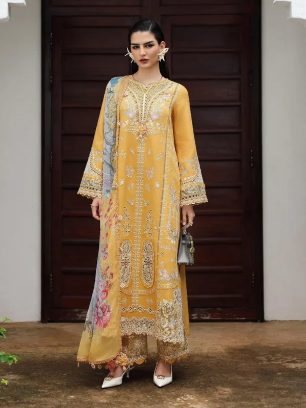 Qalamkar Qline Embroidered Linen || KL-06 GLEAM