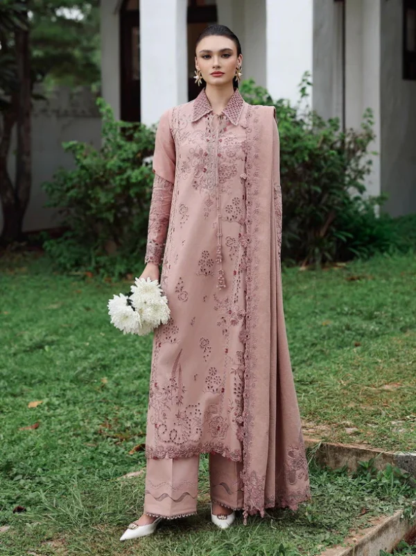 Qalamkar Qline Embroidered Linen || KL-08 VEIL