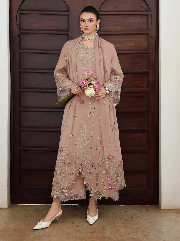 Qalamkar Qline Embroidered Linen || KL-14 DUSK