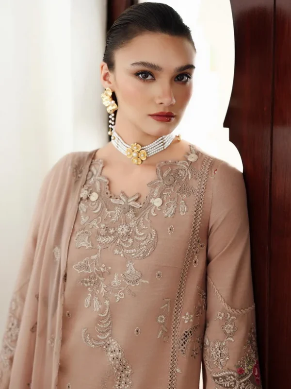 Alternative view of Qalamkar Qline Embroidered Linen || KL-14 DUSK