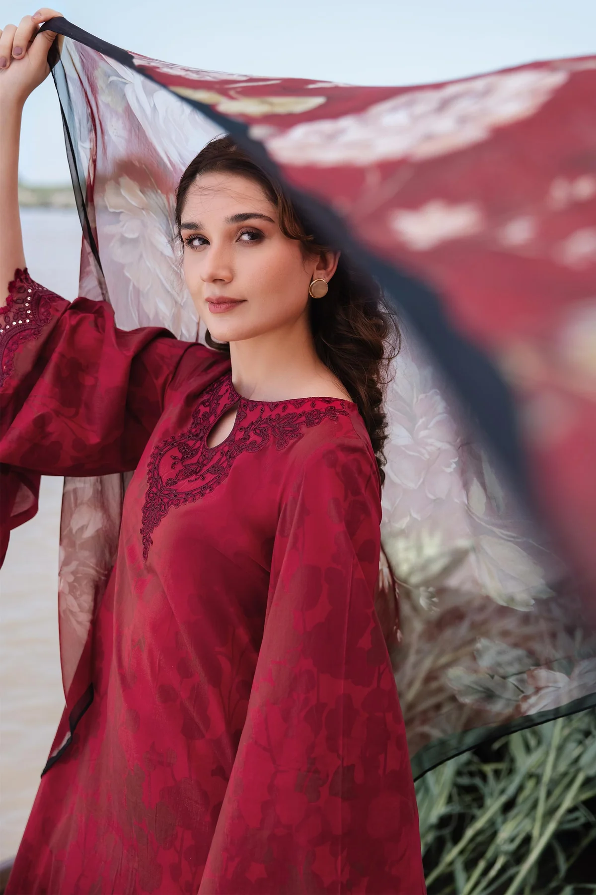 Maria.B M.Basics Embroidered Lawn | 411-A - Image 3