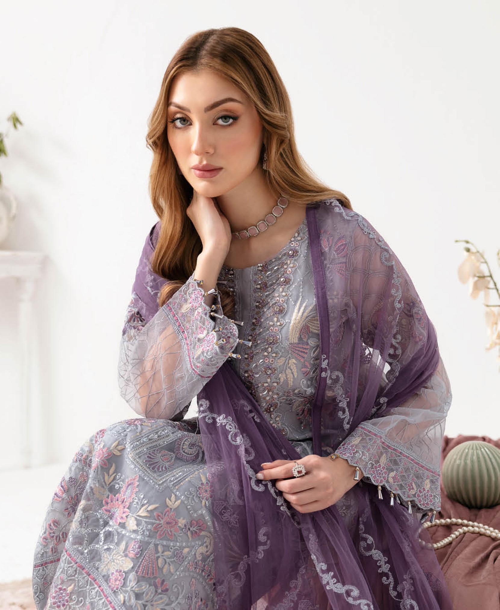 Minhal By Ramsha Unstitched Formal Collection 2024 Vol-11|RSH24M M-1104 - Image 3