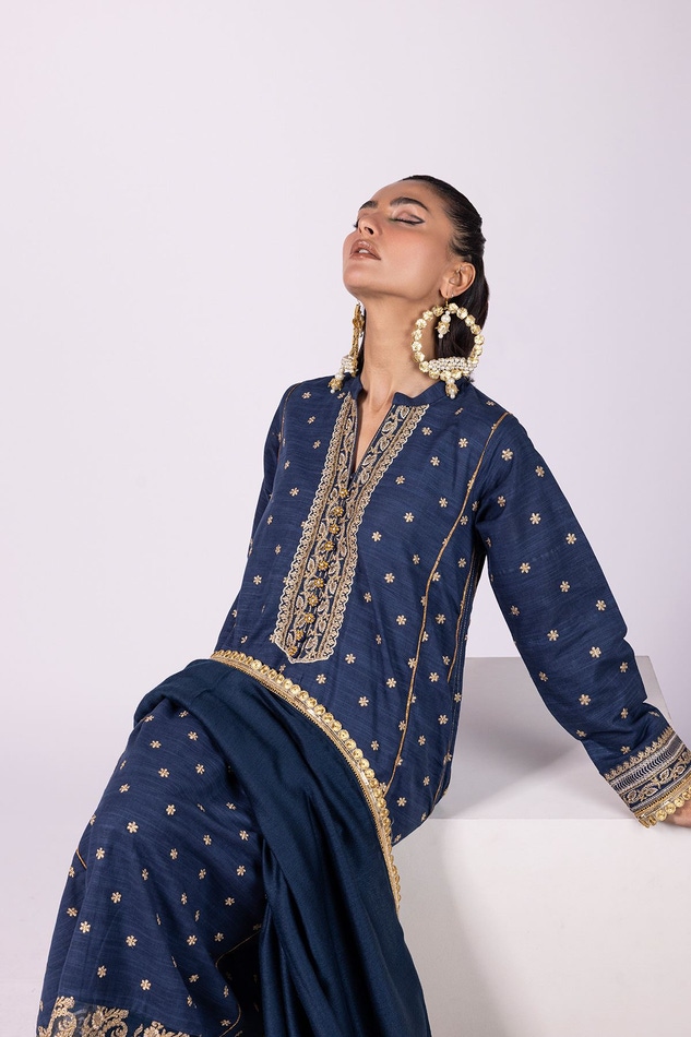 Khaadi Winter Collection'22 Vol-2 | OK22406 Blue (GZ-229) - - Image 2