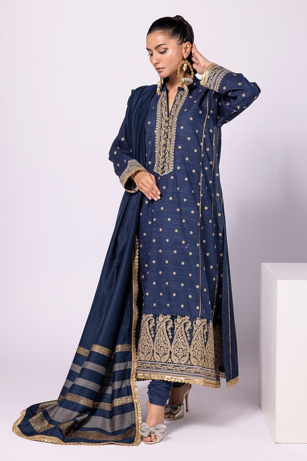 Khaadi Winter Collection'22 Vol-2 | OK22406 Blue (GZ-229) - - Image 3