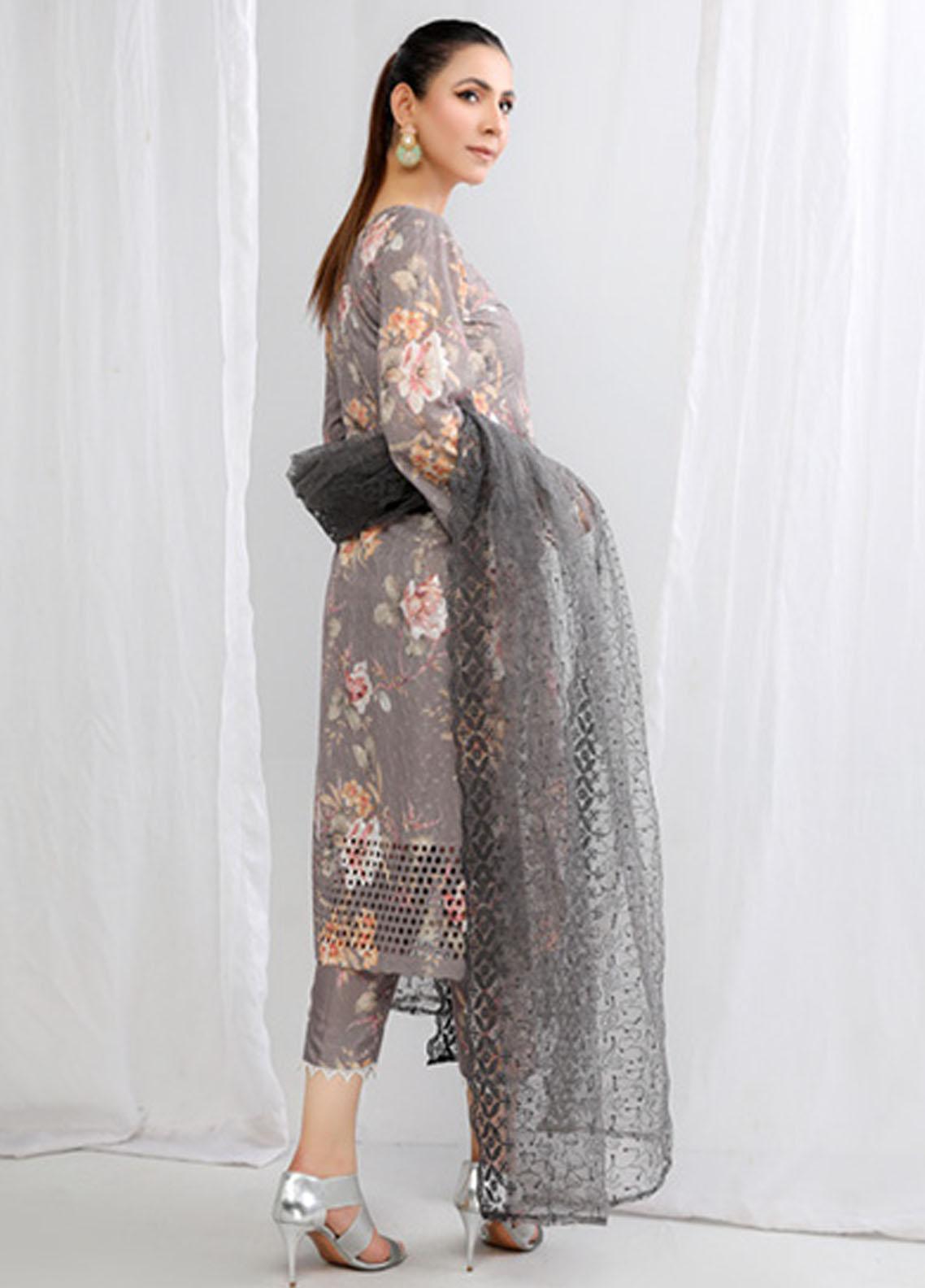 PrintKari By Noorma Kaamal Chikankari | NK-DCP-08 (GZ-149) - - Image 4