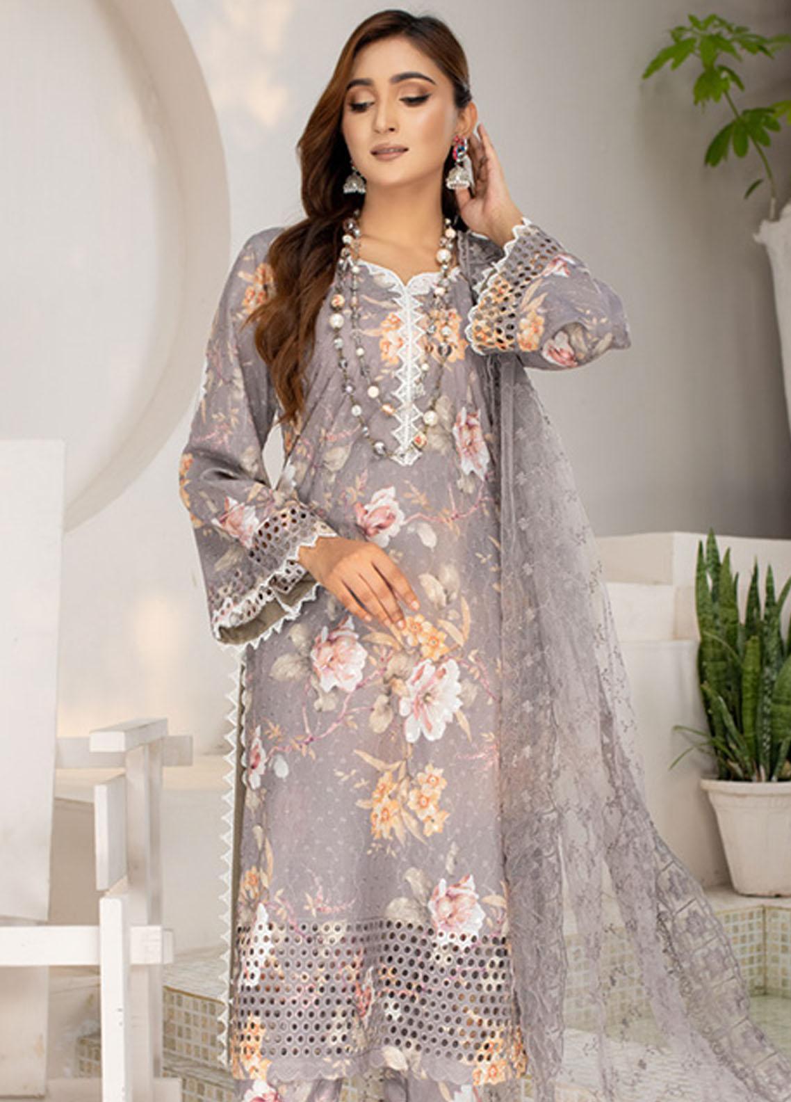 PrintKari By Noorma Kaamal Chikankari | NK-DCP-08 (GZ-149) - - Image 3