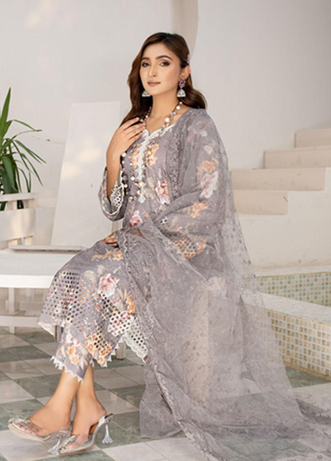 PrintKari By Noorma Kaamal Chikankari | NK-DCP-08 (GZ-149) - - Image 2